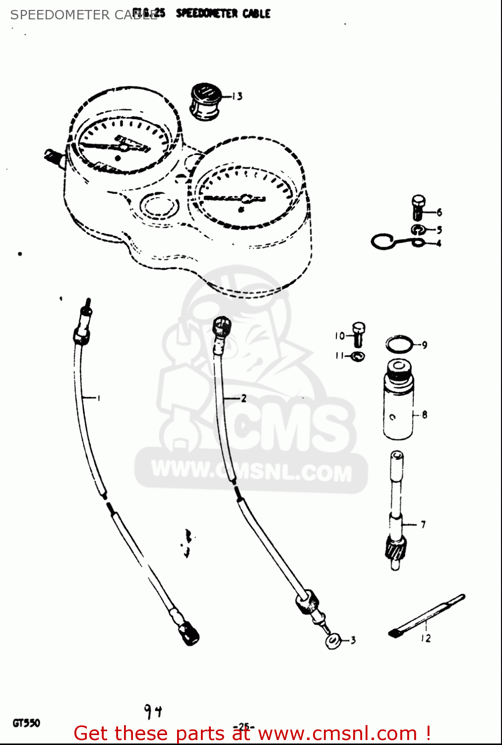 SPEEDOMETER CABLE GT550 1973 1974 1975 1976 1977 (K) (L) (M) (A) (B) USA (E03)