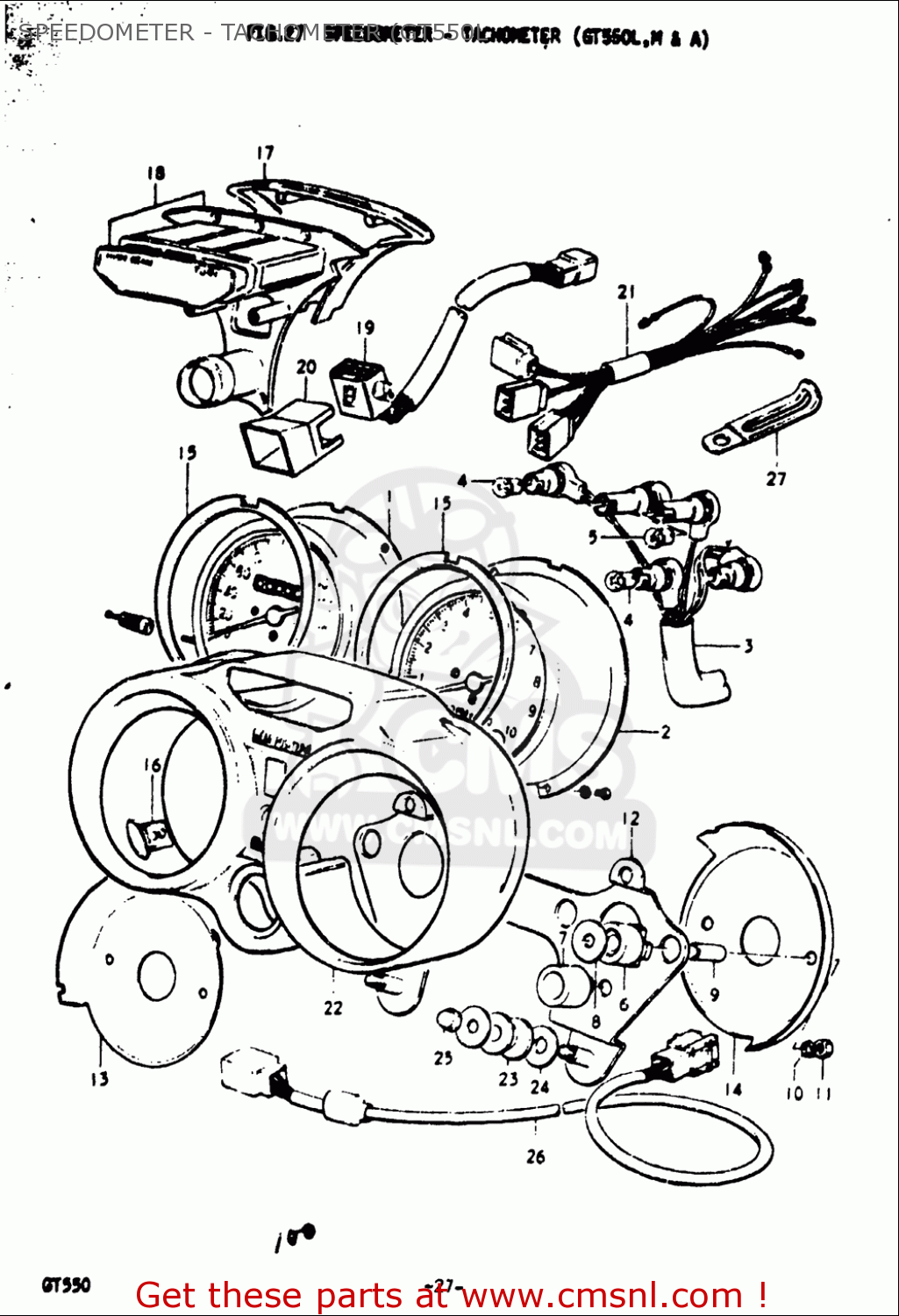 SPEEDOMETER - TACHOMETER (GT550L GT550 1973 1974 1975 1976 1977 (K) (L) (M) (A) (B) USA (E03)