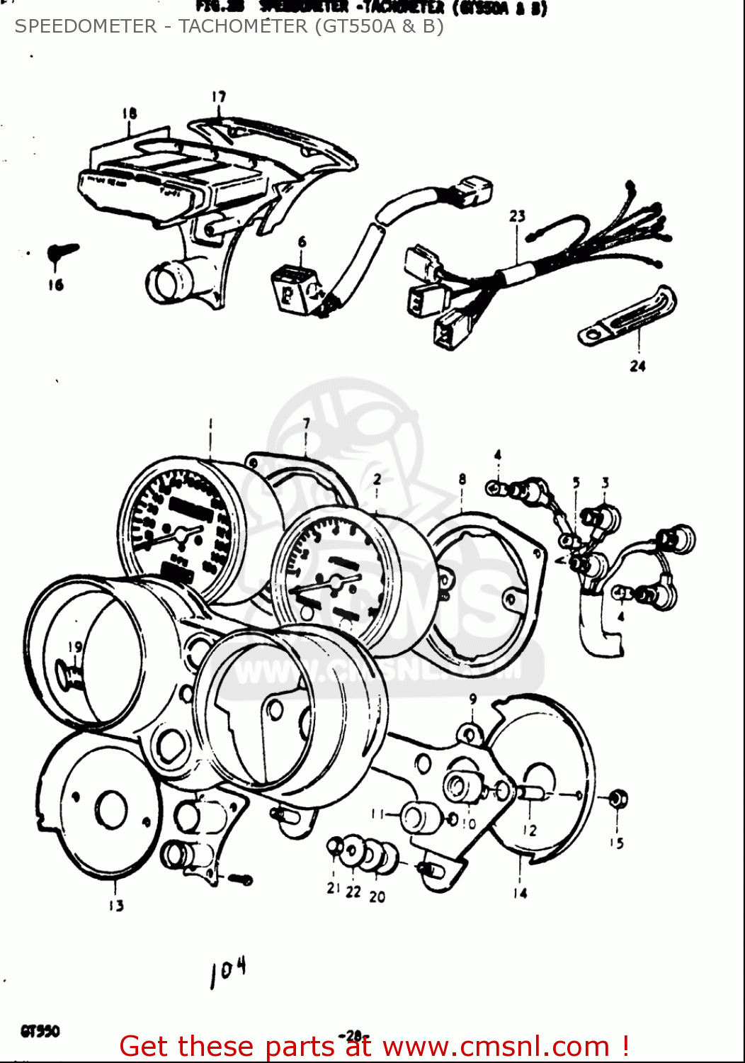 SPEEDOMETER - TACHOMETER (GT550A & B) GT550 1973 1974 1975 1976 1977 (K) (L) (M) (A) (B) USA (E03)