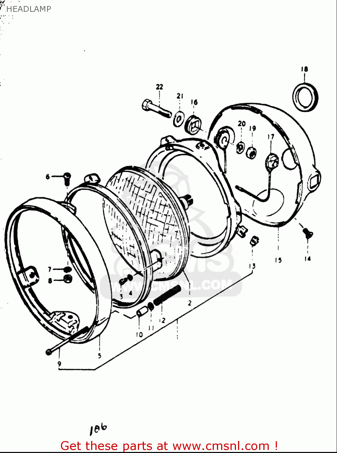 HEADLAMP GT550 1973 1974 1975 1976 1977 (K) (L) (M) (A) (B) USA (E03)