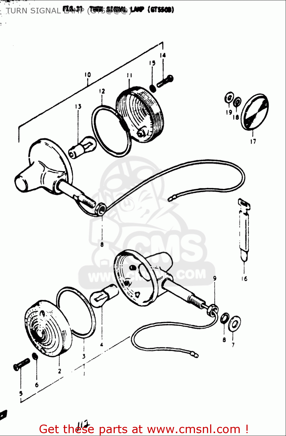 TURN SIGNAL LAMP (GT5@@@) GT550 1973 1974 1975 1976 1977 (K) (L) (M) (A) (B) USA (E03)