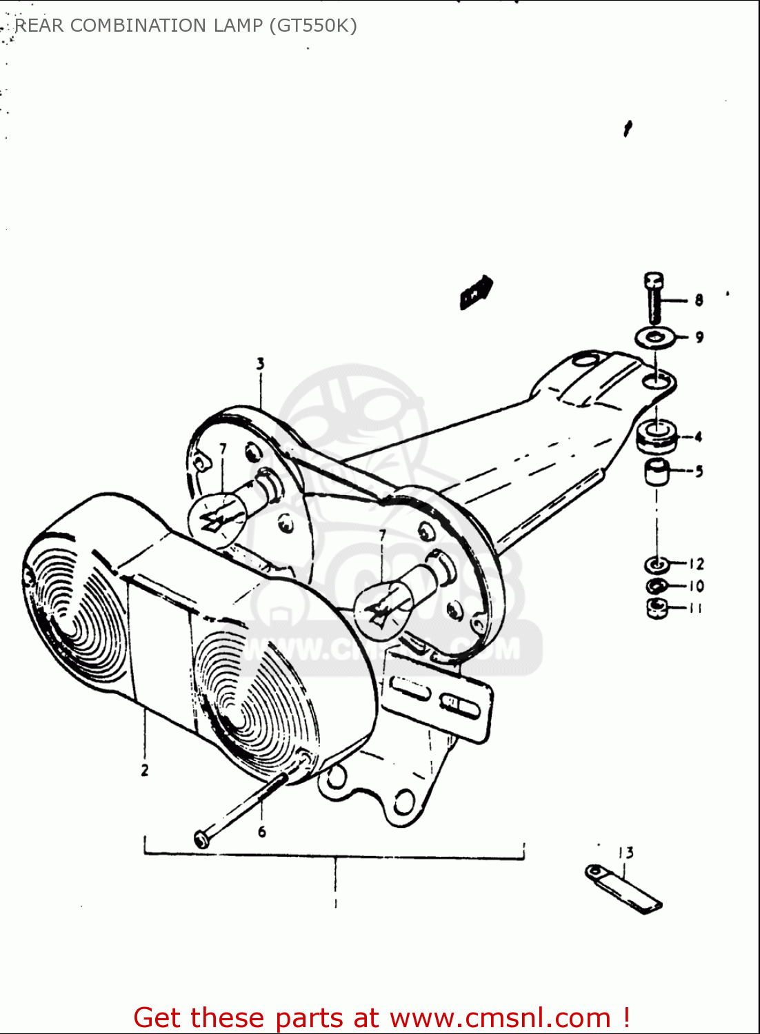 REAR COMBINATION LAMP (GT550K) GT550 1973 1974 1975 1976 1977 (K) (L) (M) (A) (B) USA (E03)