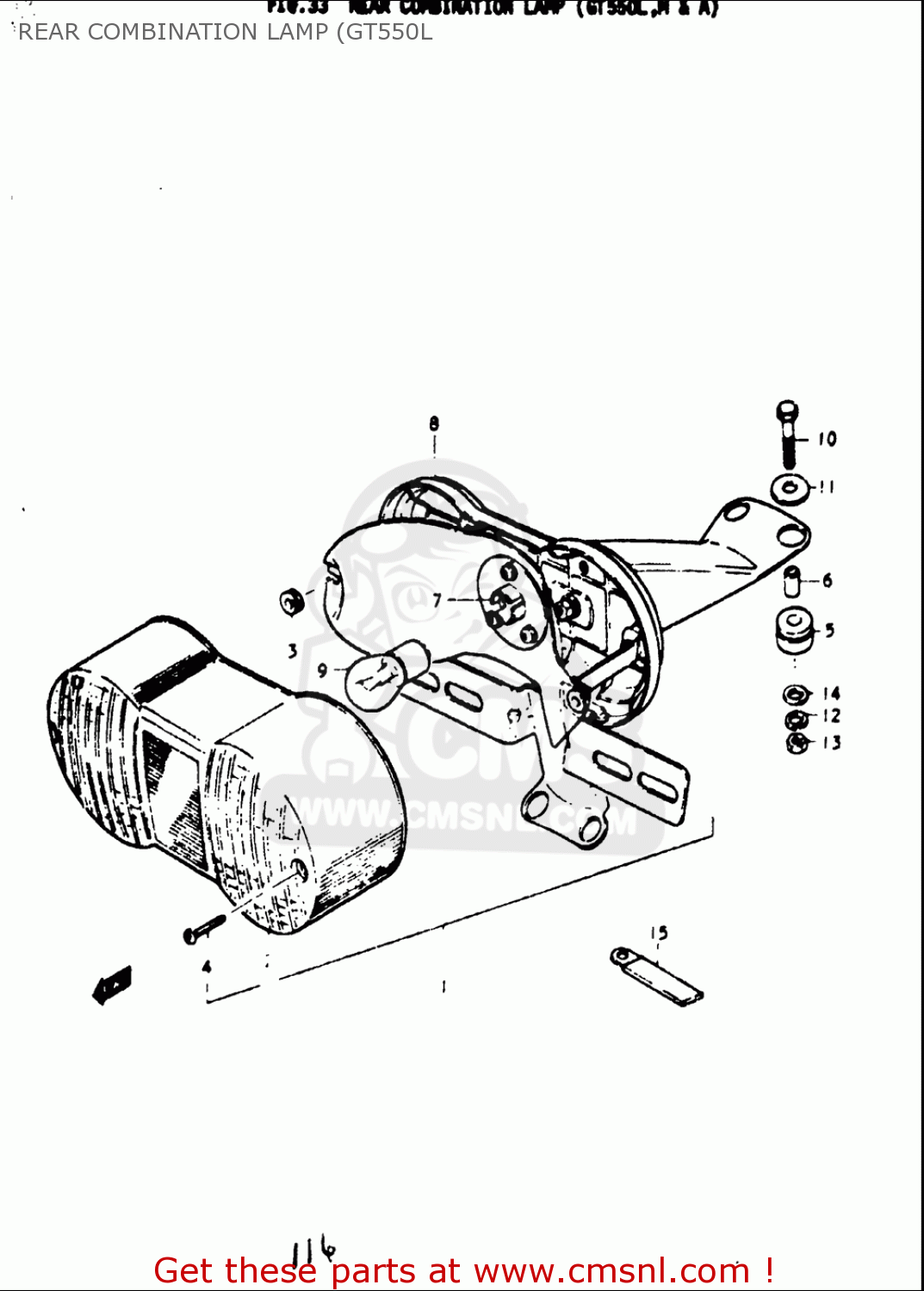 REAR COMBINATION LAMP (GT550L GT550 1973 1974 1975 1976 1977 (K) (L) (M) (A) (B) USA (E03)