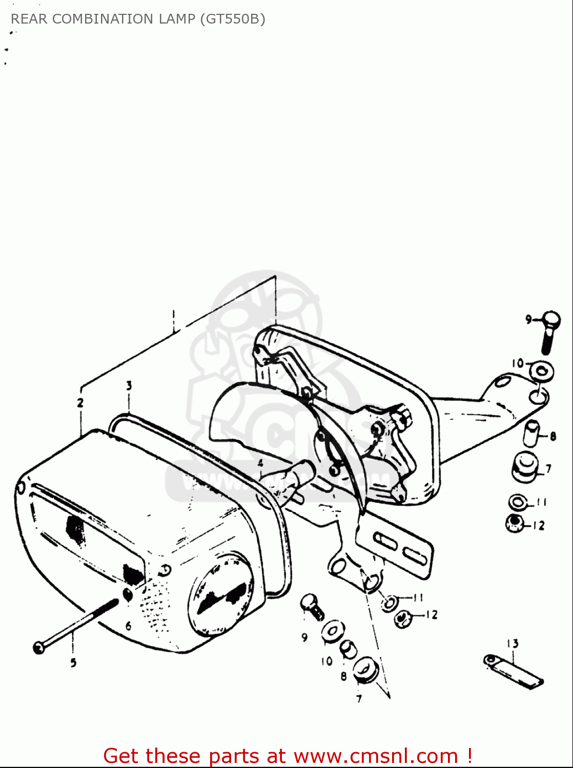 REAR COMBINATION LAMP (GT550B) GT550 1973 1974 1975 1976 1977 (K) (L) (M) (A) (B) USA (E03)