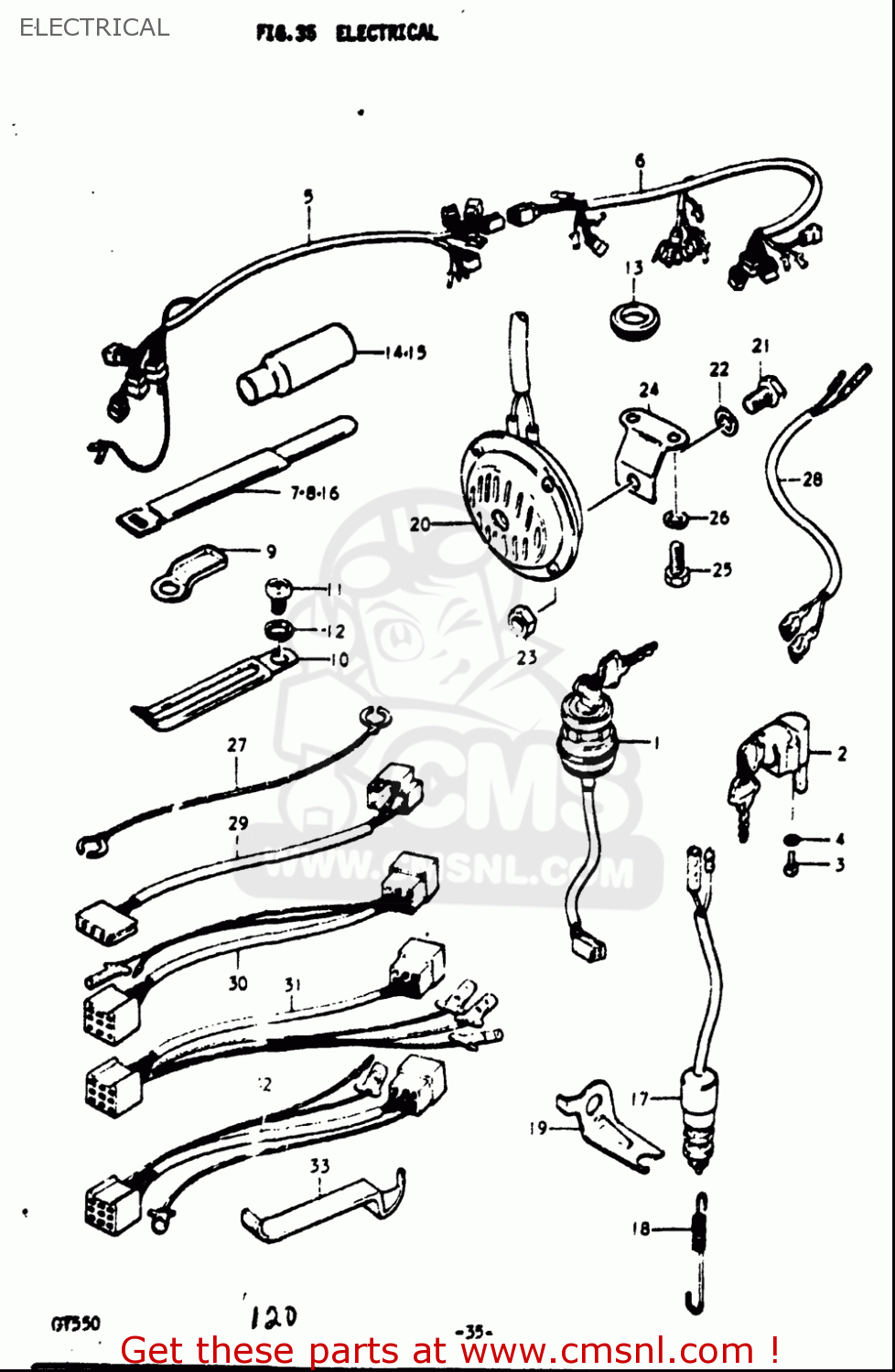 ELECTRICAL GT550 1973 1974 1975 1976 1977 (K) (L) (M) (A) (B) USA (E03)