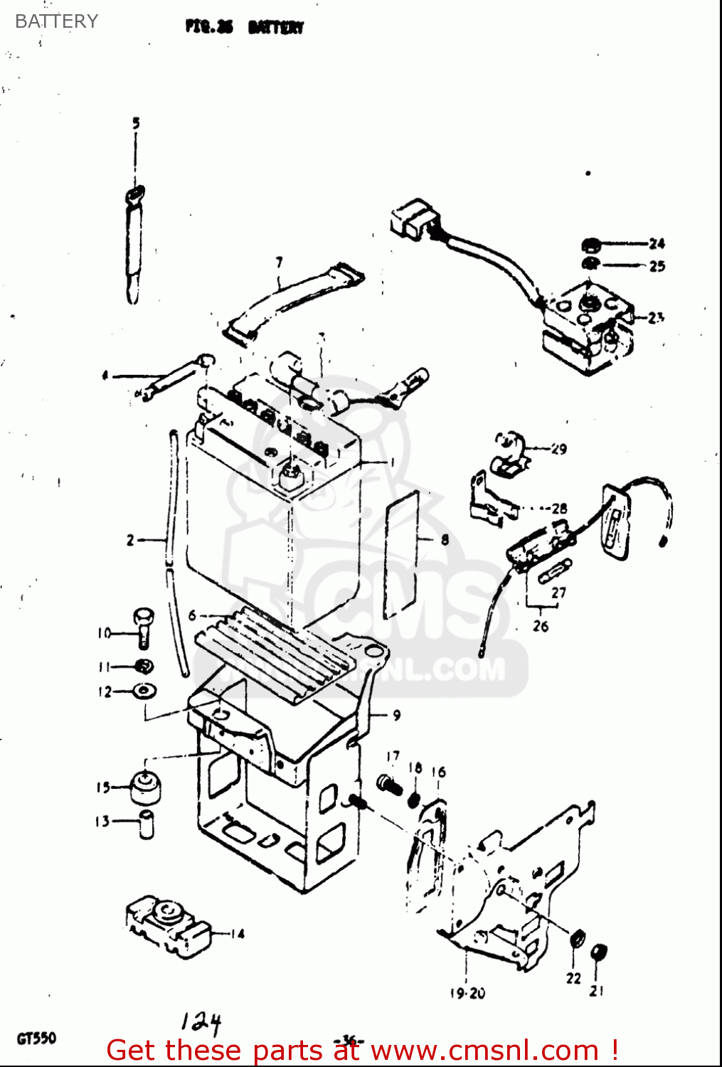 BATTERY GT550 1973 1974 1975 1976 1977 (K) (L) (M) (A) (B) USA (E03)