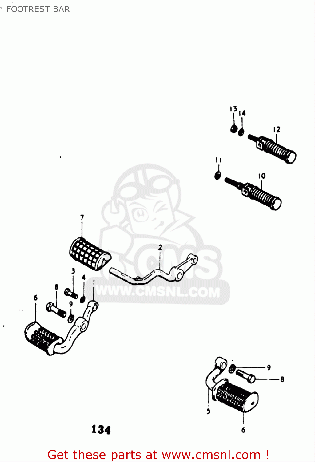 FOOTREST BAR GT550 1973 1974 1975 1976 1977 (K) (L) (M) (A) (B) USA (E03)