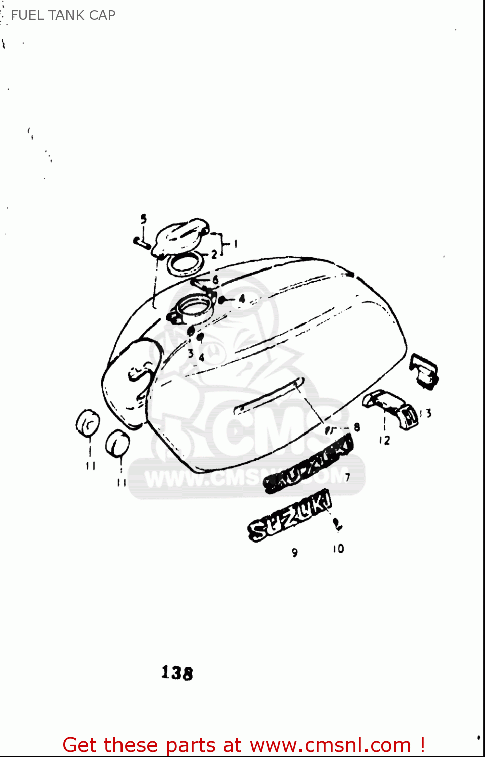 FUEL TANK CAP GT550 1973 1974 1975 1976 1977 (K) (L) (M) (A) (B) USA (E03)