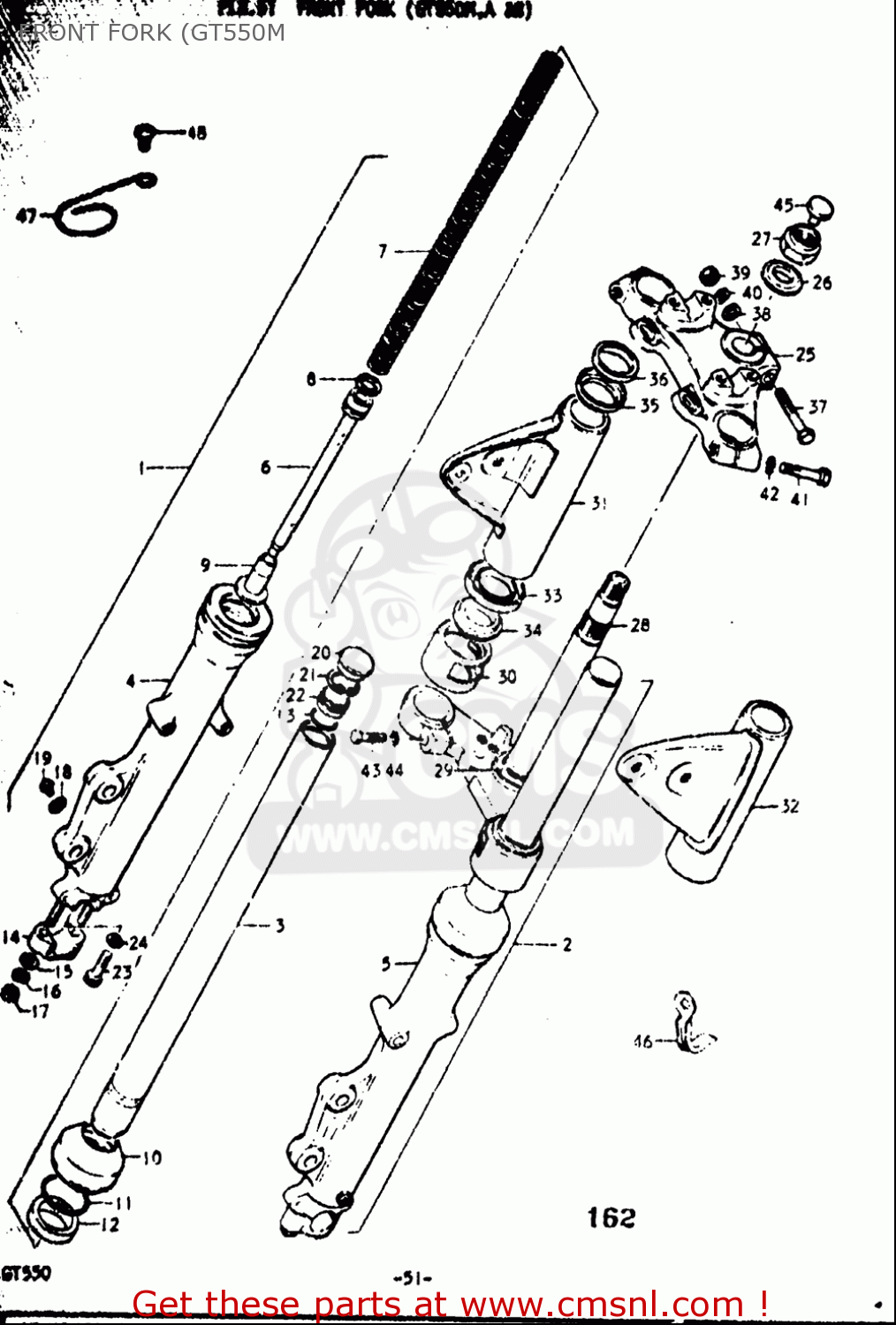 FRONT FORK (GT550M GT550 1973 1974 1975 1976 1977 (K) (L) (M) (A) (B) USA (E03)