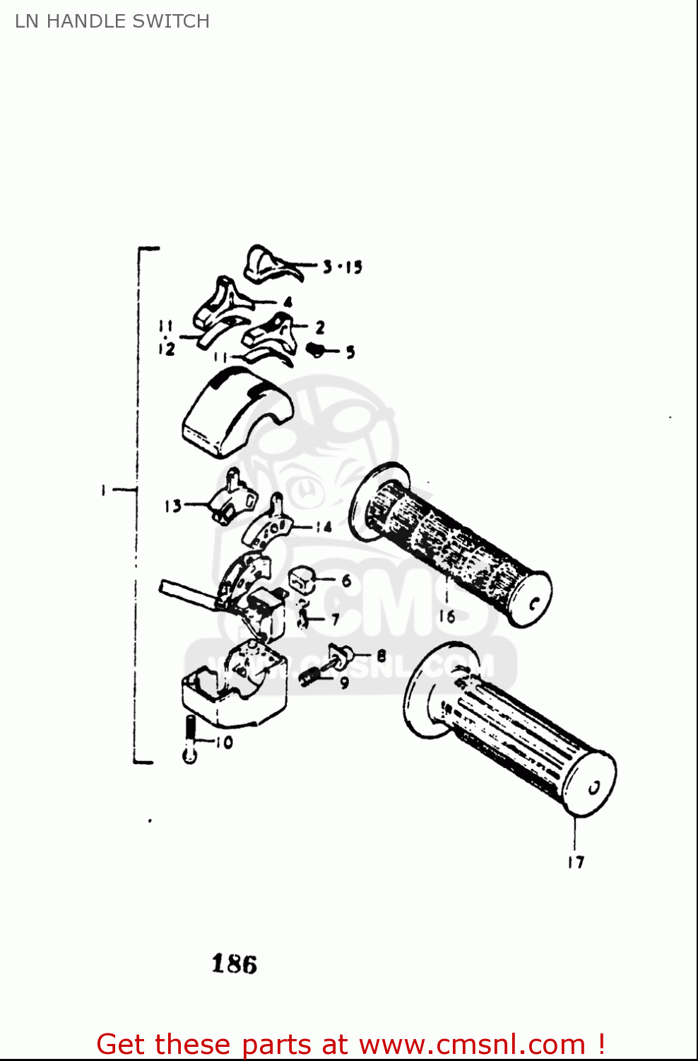 LN HANDLE SWITCH GT550 1973 1974 1975 1976 1977 (K) (L) (M) (A) (B) USA (E03)