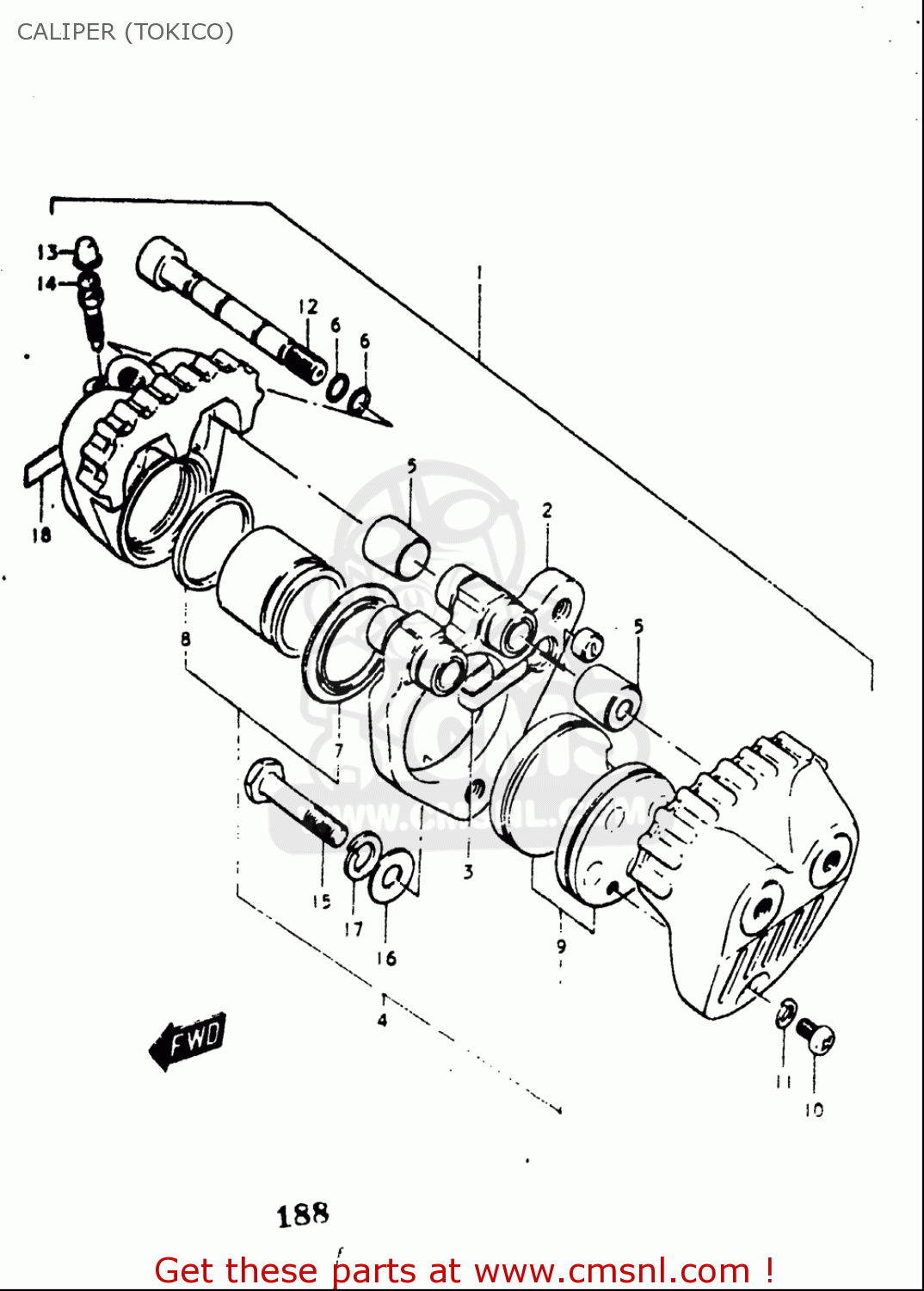 CALIPER (TOKICO) GT550 1973 1974 1975 1976 1977 (K) (L) (M) (A) (B) USA (E03)