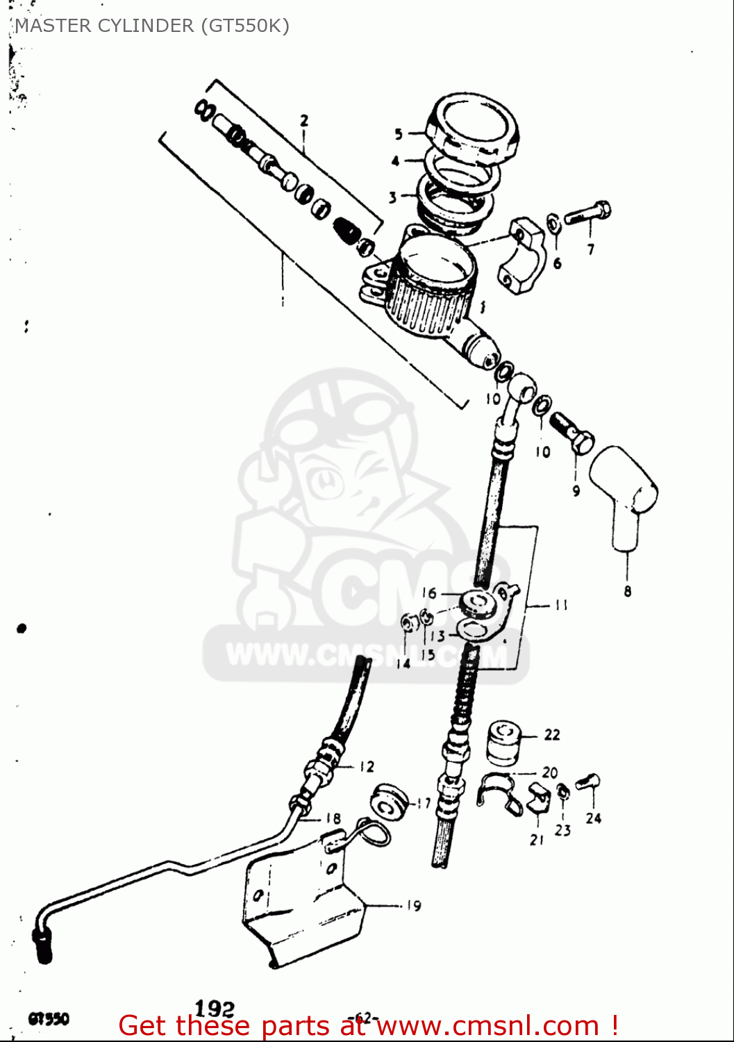 MASTER CYLINDER (GT550K) GT550 1973 1974 1975 1976 1977 (K) (L) (M) (A) (B) USA (E03)