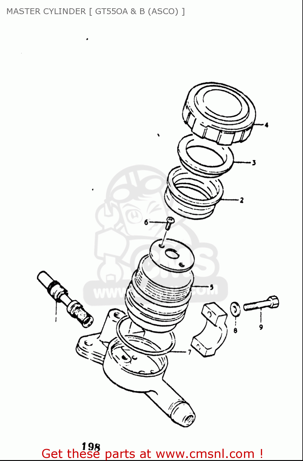 MASTER CYLINDER [ GT55OA & B (ASCO) ] GT550 1973 1974 1975 1976 1977 (K) (L) (M) (A) (B) USA (E03)