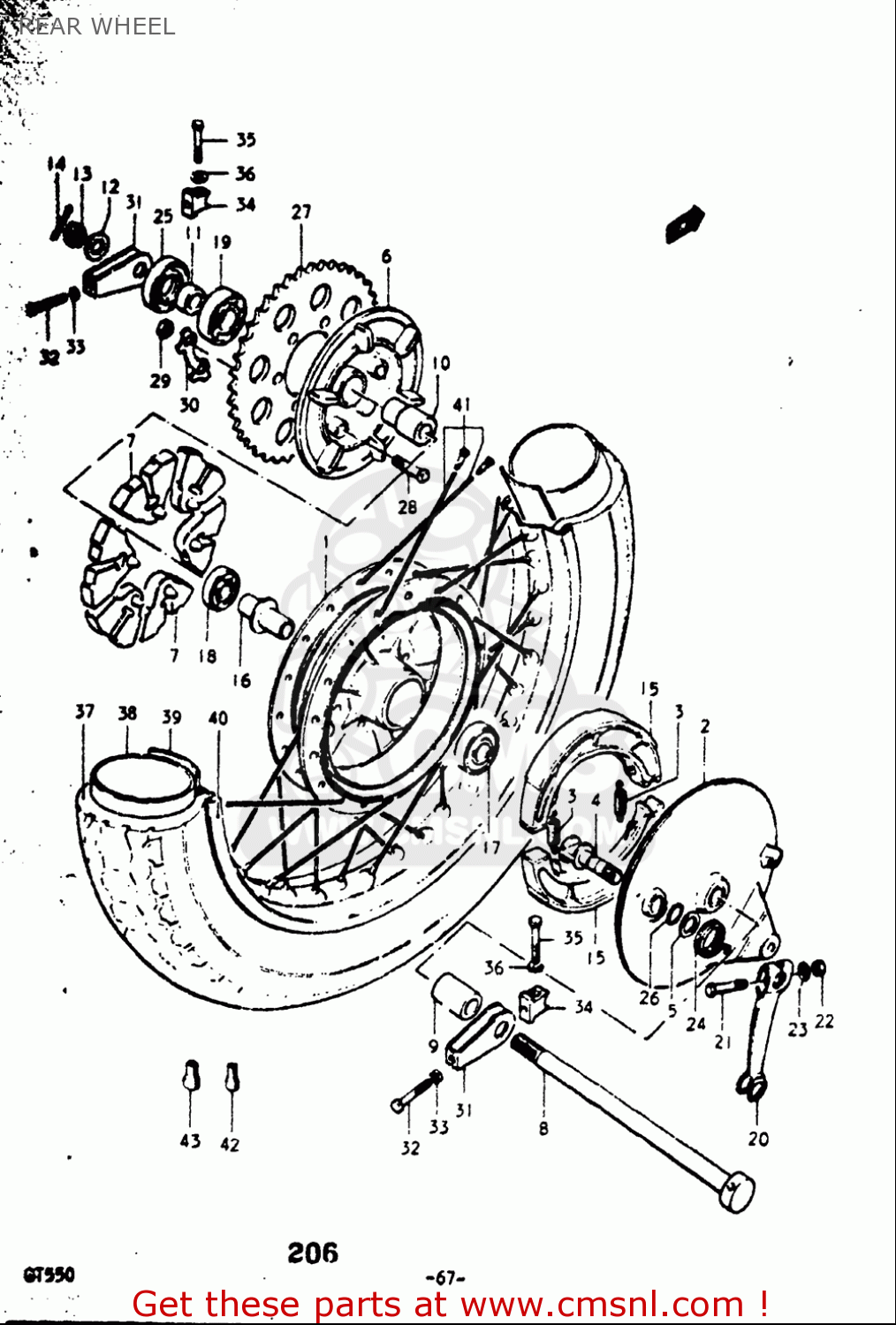 REAR WHEEL GT550 1973 1974 1975 1976 1977 (K) (L) (M) (A) (B) USA (E03)