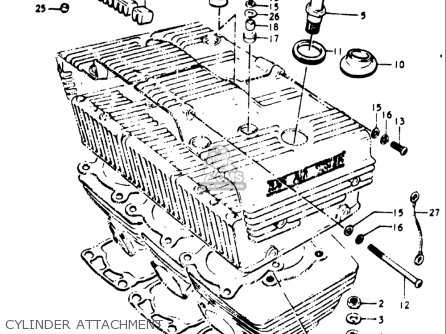 CYLINDER ATTACHMENT - GT550 1973 1974 1975 1976 1977 (K) (L) (M) (A) (B) USA (E03)
