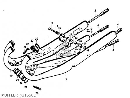 MUFFLER (GT550L - GT550 1973 1974 1975 1976 1977 (K) (L) (M) (A) (B) USA (E03)