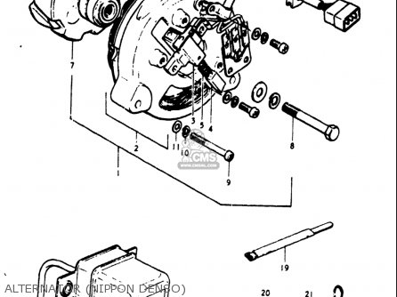 ALTERNATOR (NIPPON DENSO) - GT550 1973 1974 1975 1976 1977 (K) (L) (M) (A) (B) USA (E03)