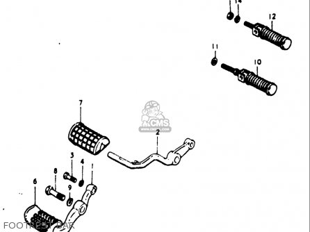 FOOTREST BAR - GT550 1973 1974 1975 1976 1977 (K) (L) (M) (A) (B) USA (E03)