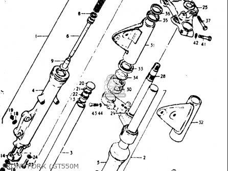 FRONT FORK (GT550M - GT550 1973 1974 1975 1976 1977 (K) (L) (M) (A) (B) USA (E03)