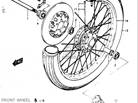 FRONT WHEEL - GT550 1973 1974 1975 1976 1977 (K) (L) (M) (A) (B) USA (E03)