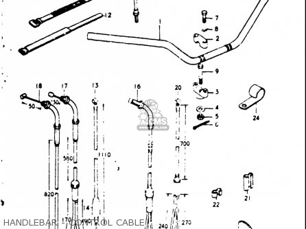 HANDLEBAR - CONTROL CABLE - GT550 1973 1974 1975 1976 1977 (K) (L) (M) (A) (B) USA (E03)