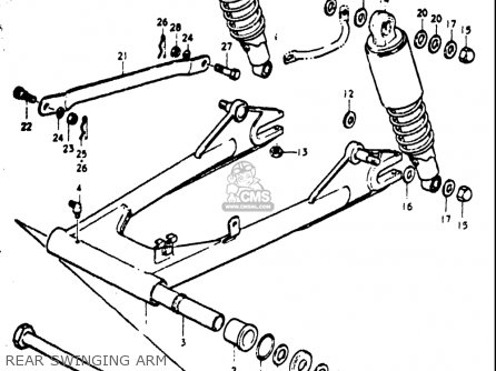REAR SWINGING ARM - GT550 1973 1974 1975 1976 1977 (K) (L) (M) (A) (B) USA (E03)
