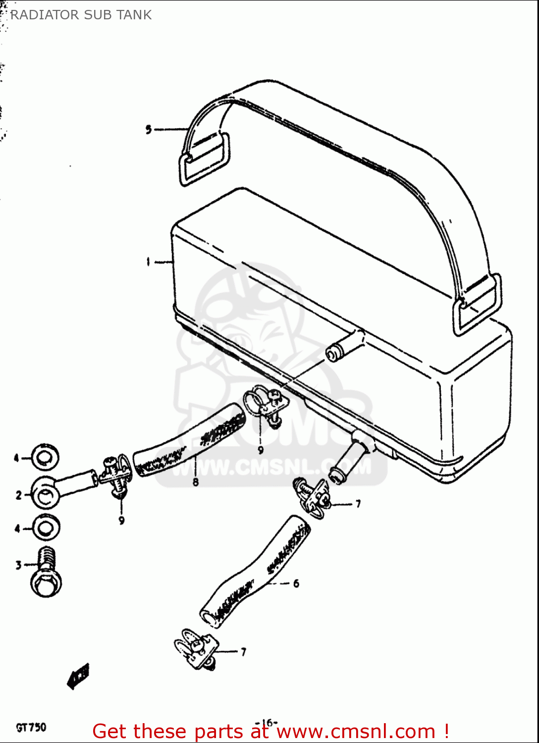 RADIATOR SUB TANK GT750 1972 (J) USA (E03)