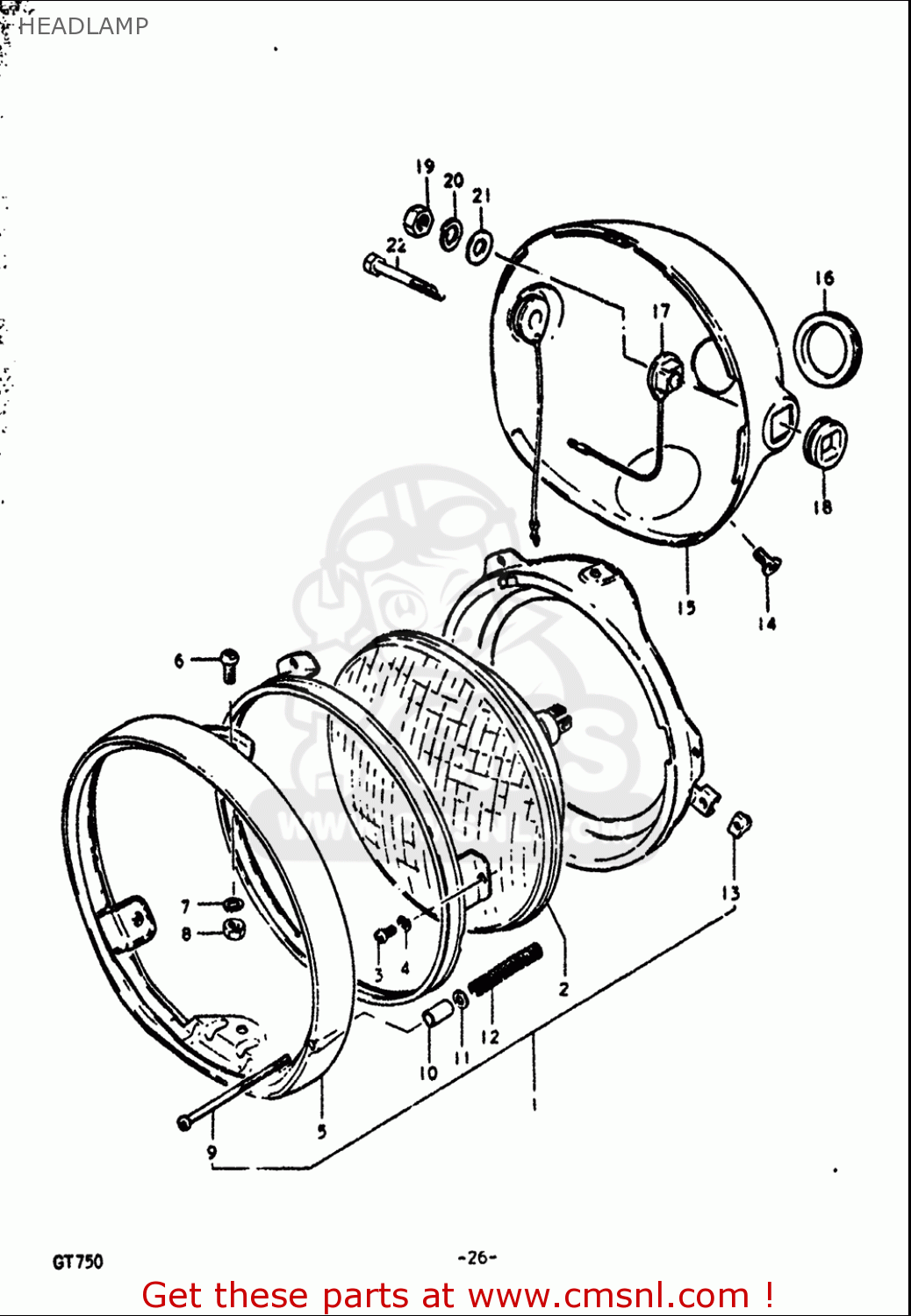 HEADLAMP GT750 1972 (J) USA (E03)