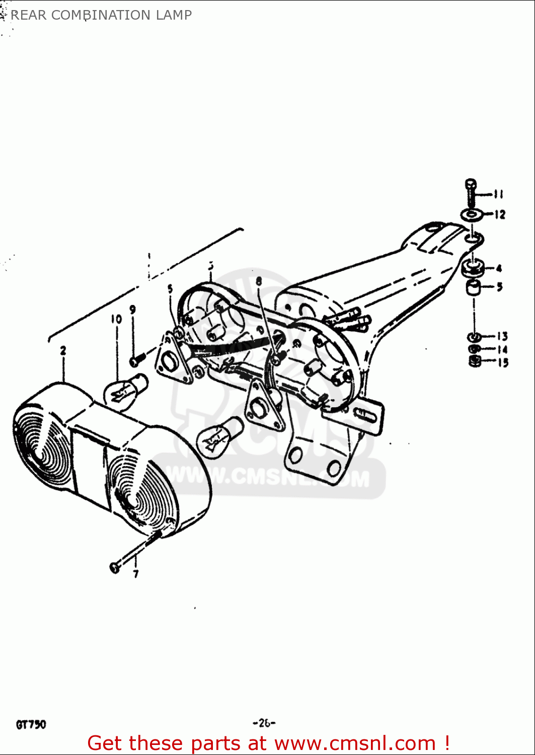 REAR COMBINATION LAMP GT750 1972 (J) USA (E03)