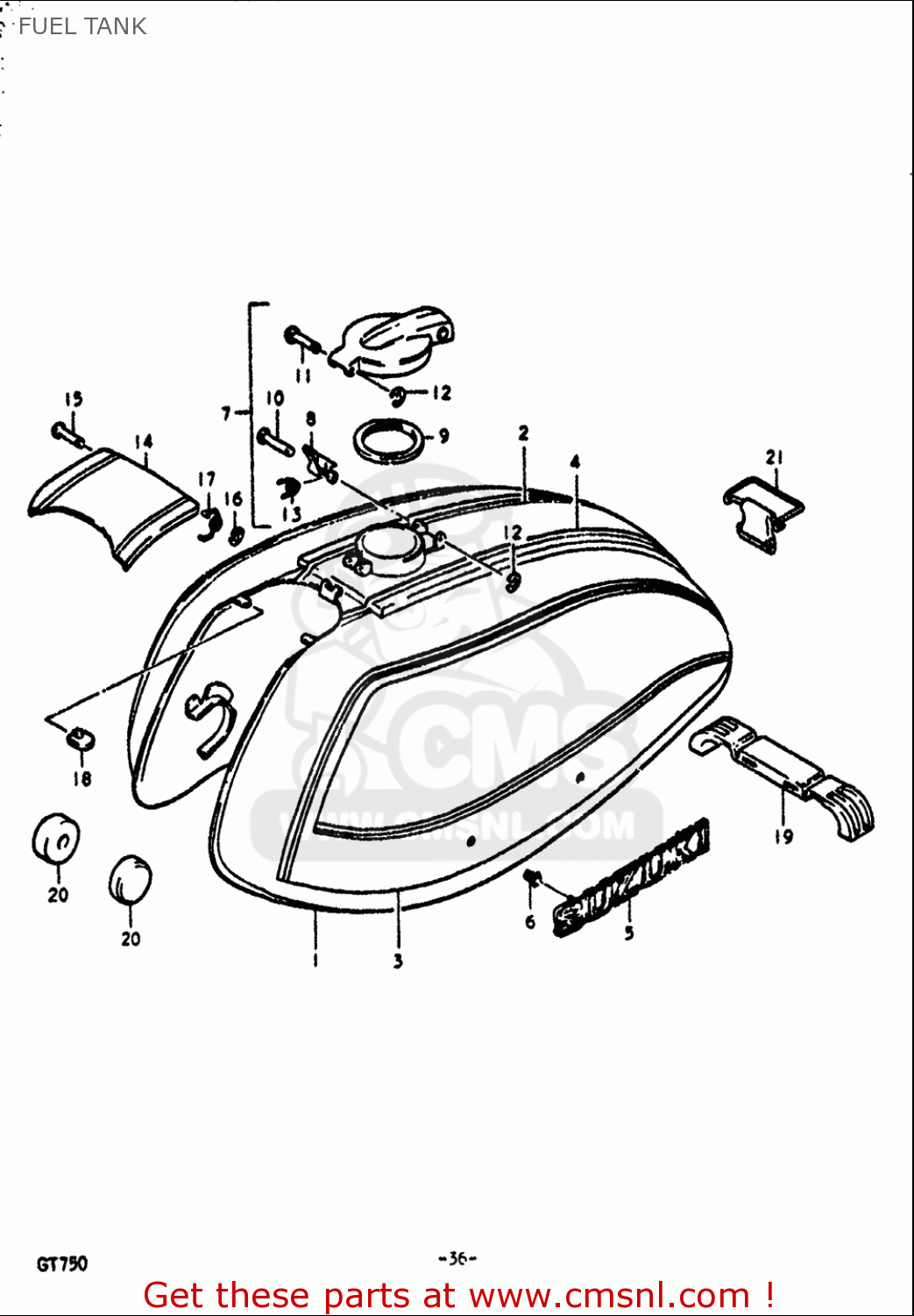 FUEL TANK GT750 1972 (J) USA (E03)