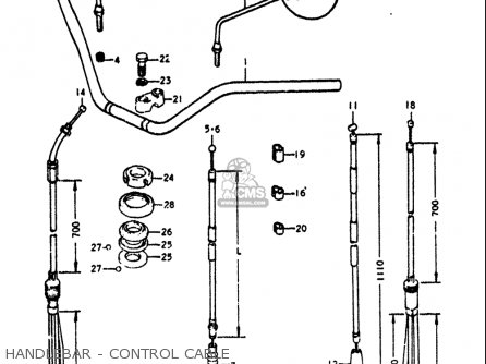 HANDLEBAR - CONTROL CABLE - GT750 1972 (J) USA (E03)