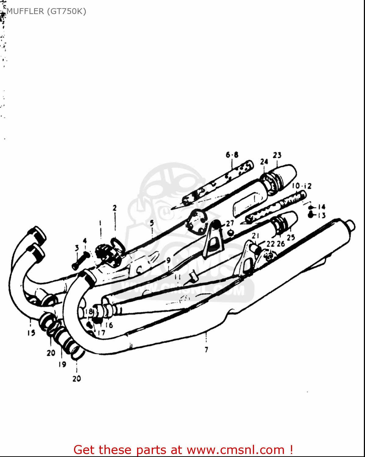 Suzuki gt750 deals exhaust