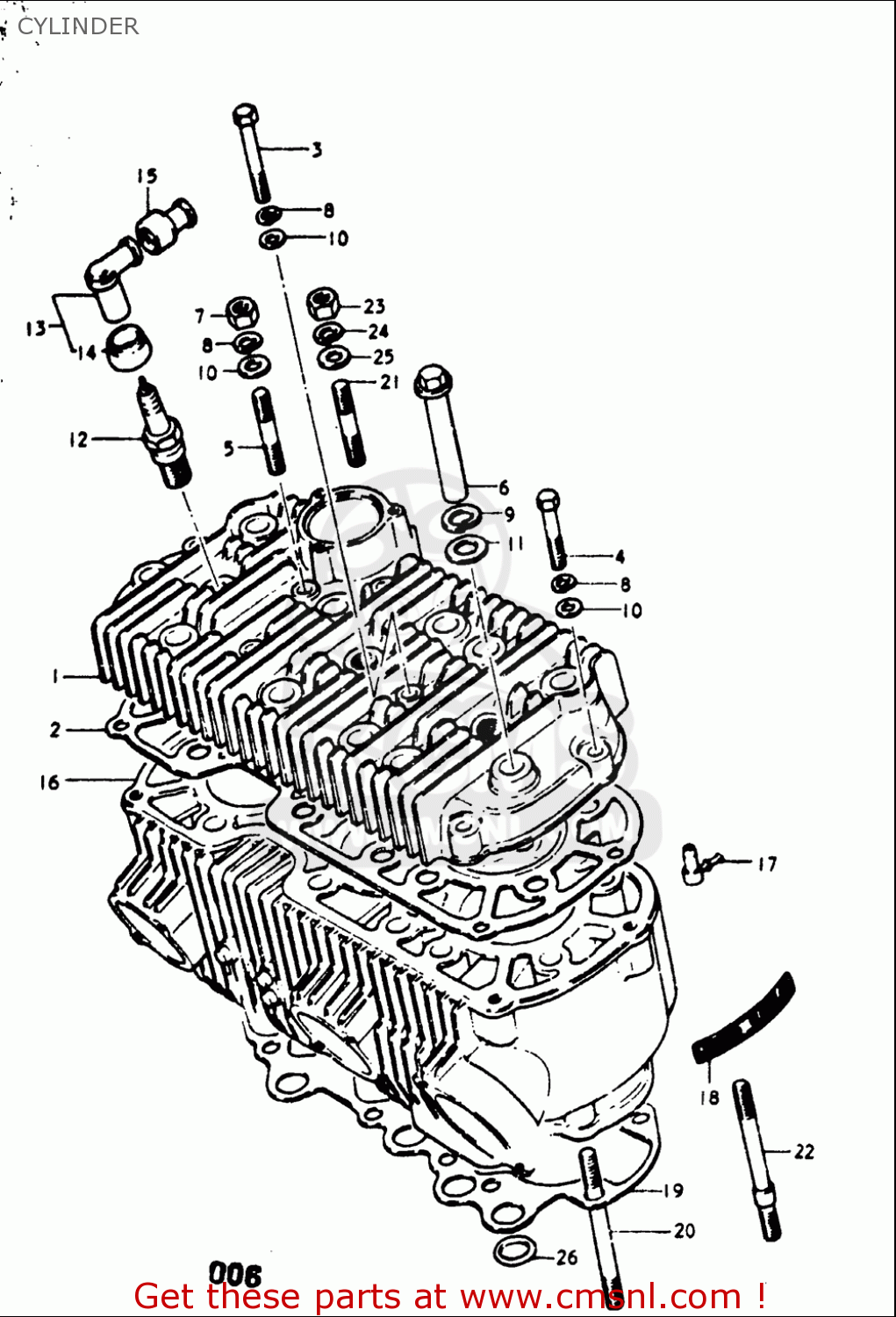CYLINDER GT750 1973 1974 1975 1976 1977 (K) (L) (M) (A) (B) USA (E03)