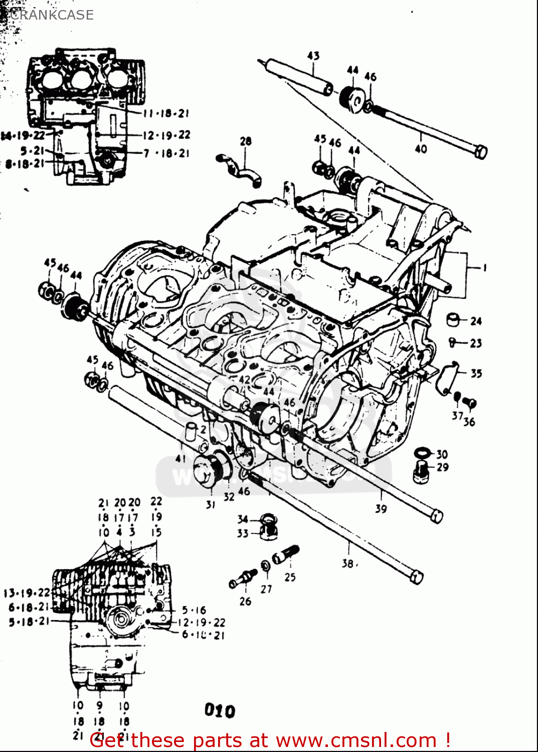 CRANKCASE GT750 1973 1974 1975 1976 1977 (K) (L) (M) (A) (B) USA (E03)