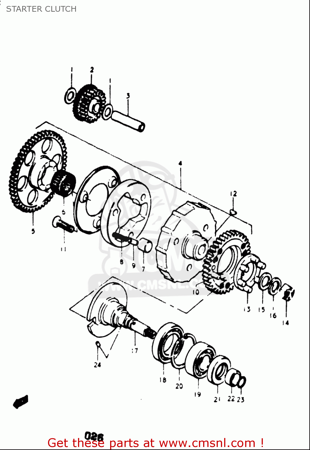 STARTER CLUTCH GT750 1973 1974 1975 1976 1977 (K) (L) (M) (A) (B) USA (E03)
