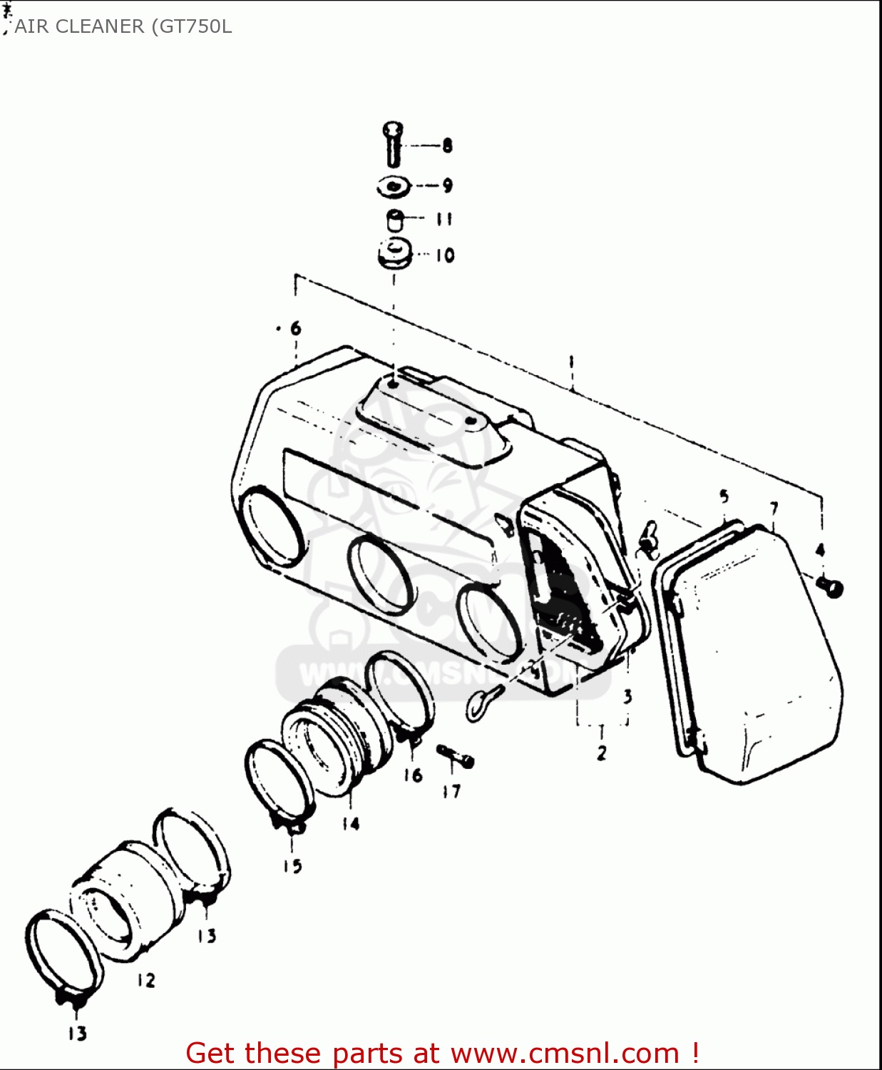AIR CLEANER (GT750L GT750 1973 1974 1975 1976 1977 (K) (L) (M) (A) (B) USA (E03)