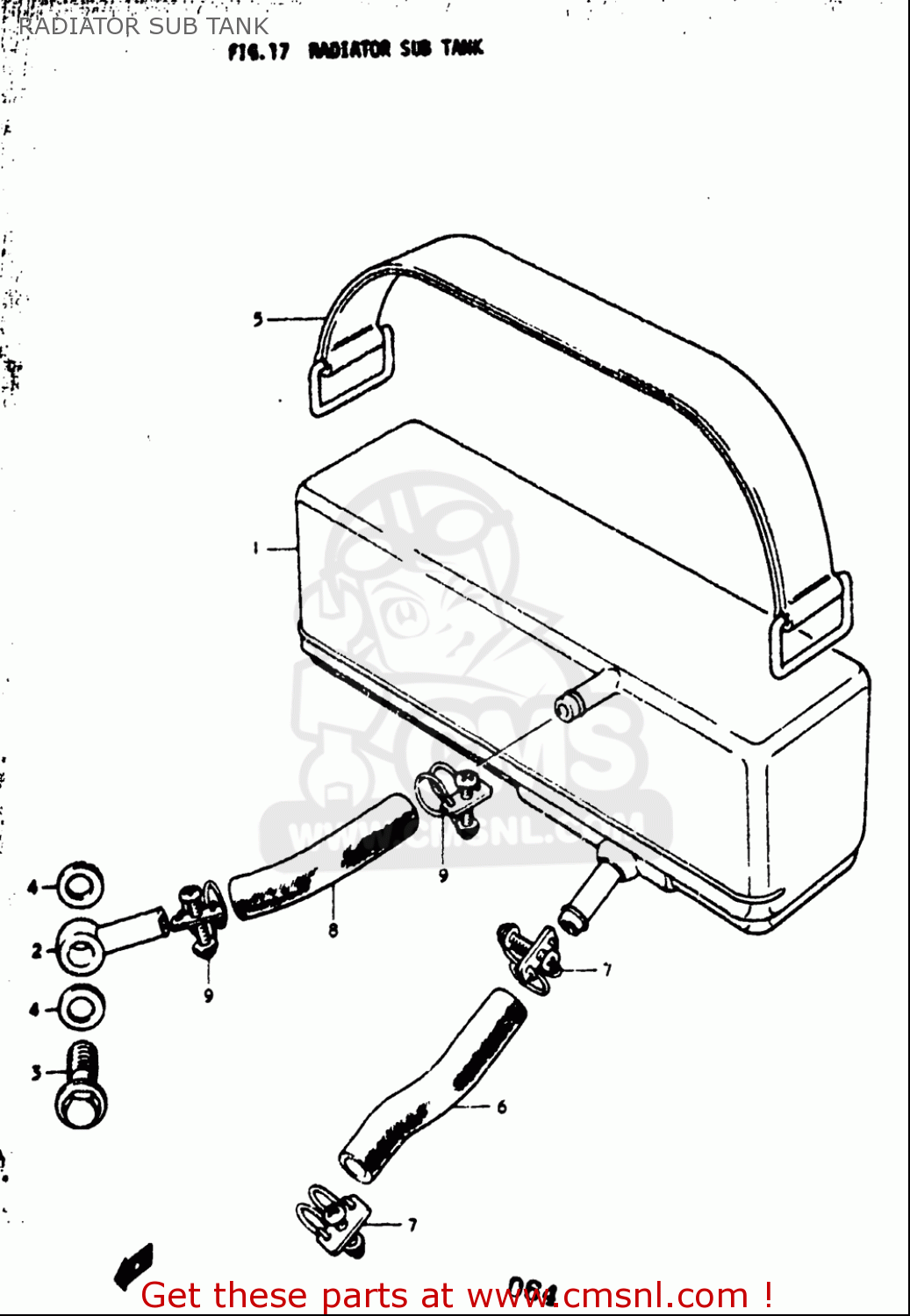RADIATOR SUB TANK GT750 1973 1974 1975 1976 1977 (K) (L) (M) (A) (B) USA (E03)
