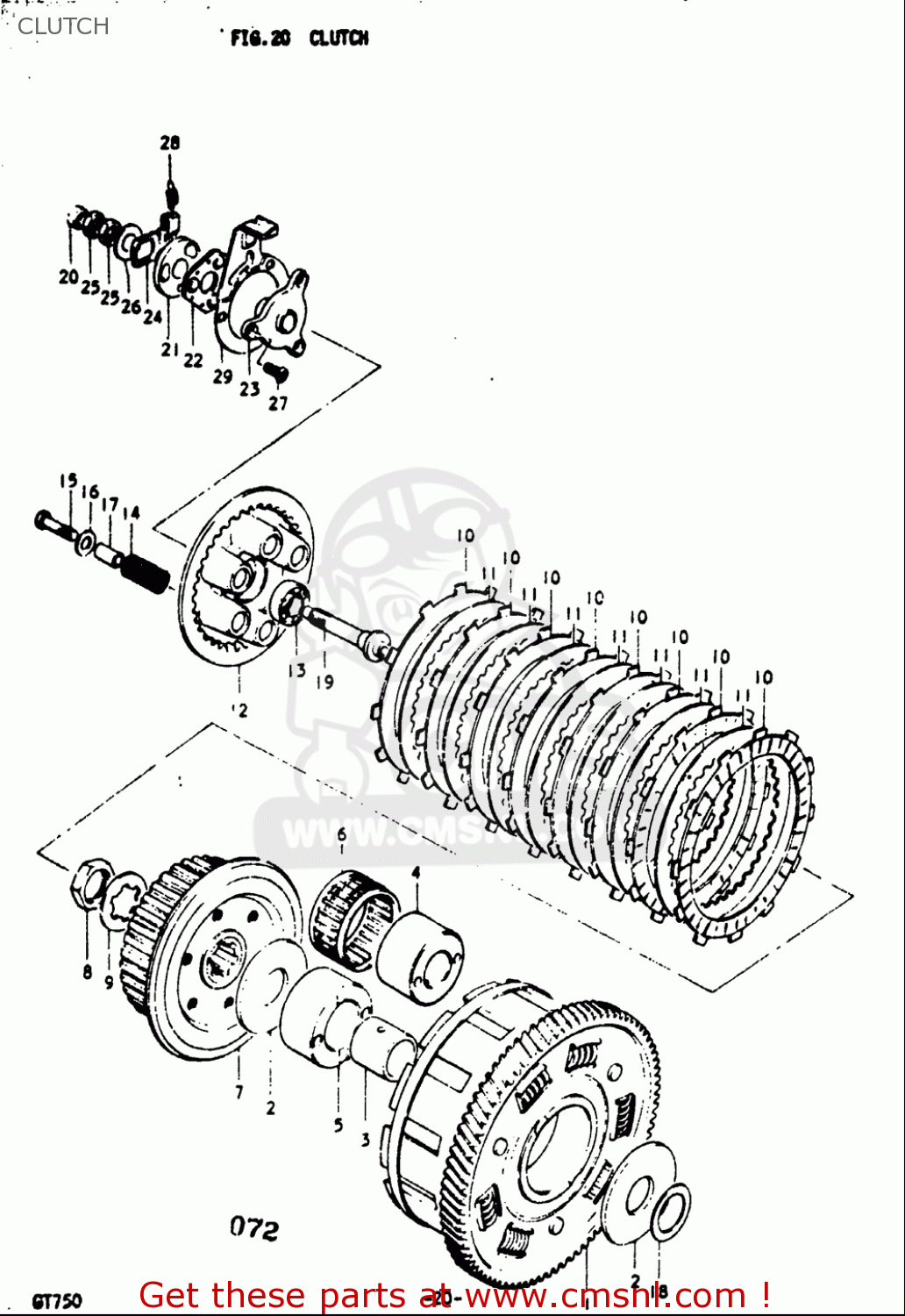 CLUTCH GT750 1973 1974 1975 1976 1977 (K) (L) (M) (A) (B) USA (E03)