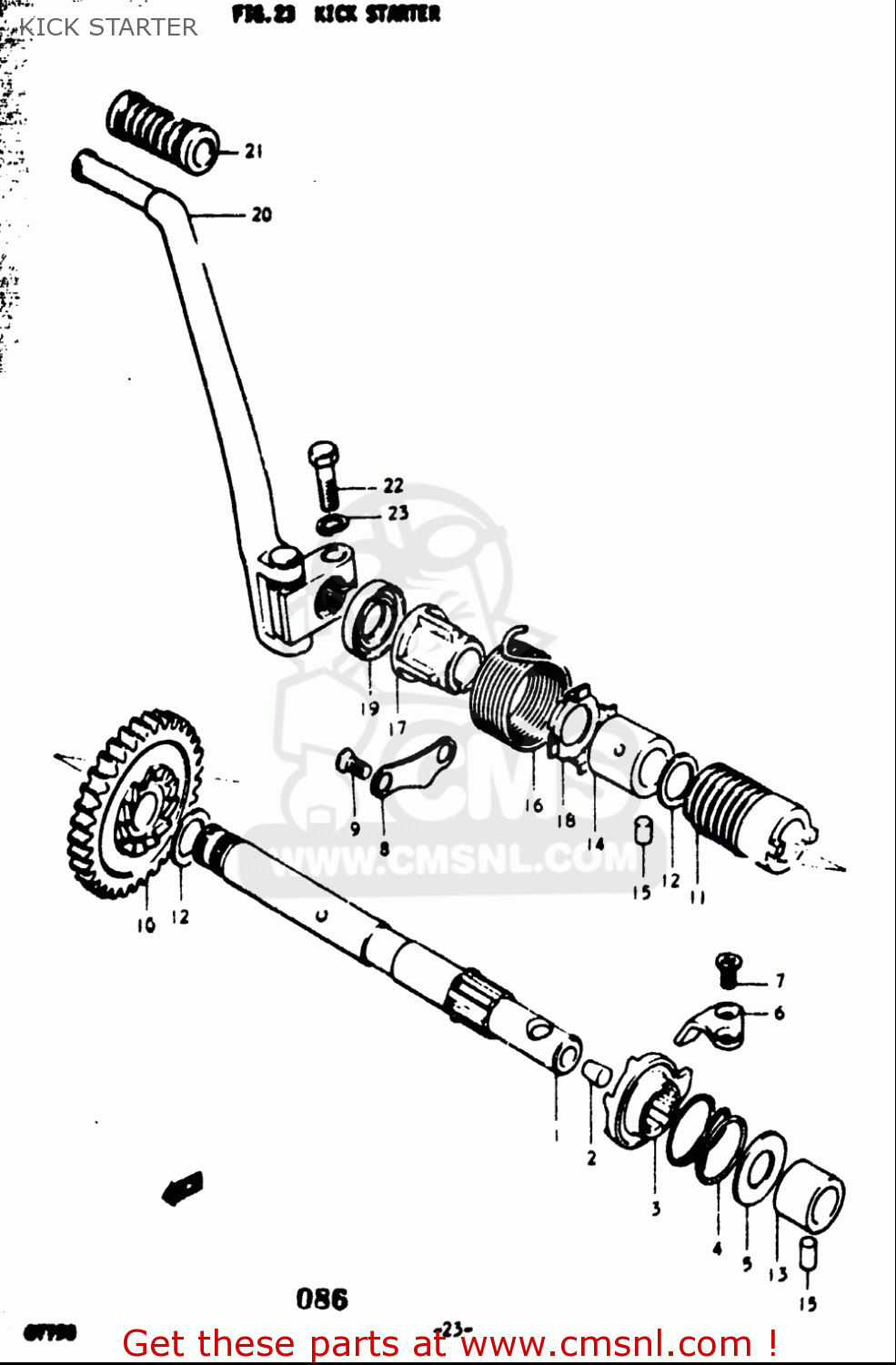KICK STARTER GT750 1973 1974 1975 1976 1977 (K) (L) (M) (A) (B) USA (E03)