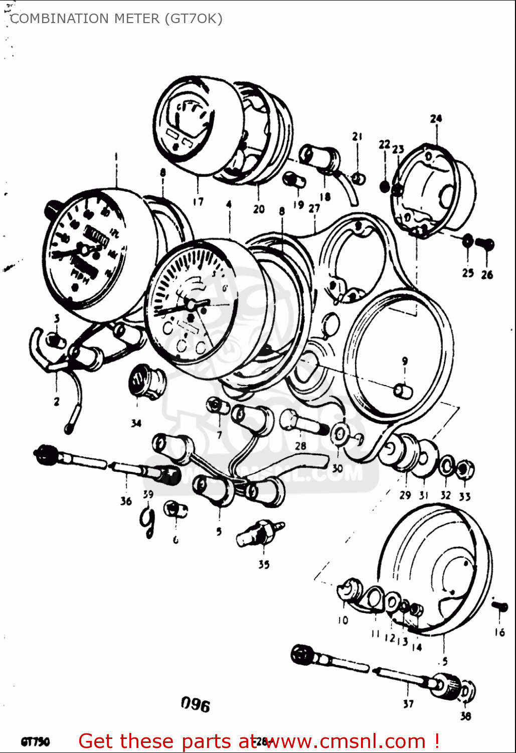 COMBINATION METER (GT7OK) GT750 1973 1974 1975 1976 1977 (K) (L) (M) (A) (B) USA (E03)