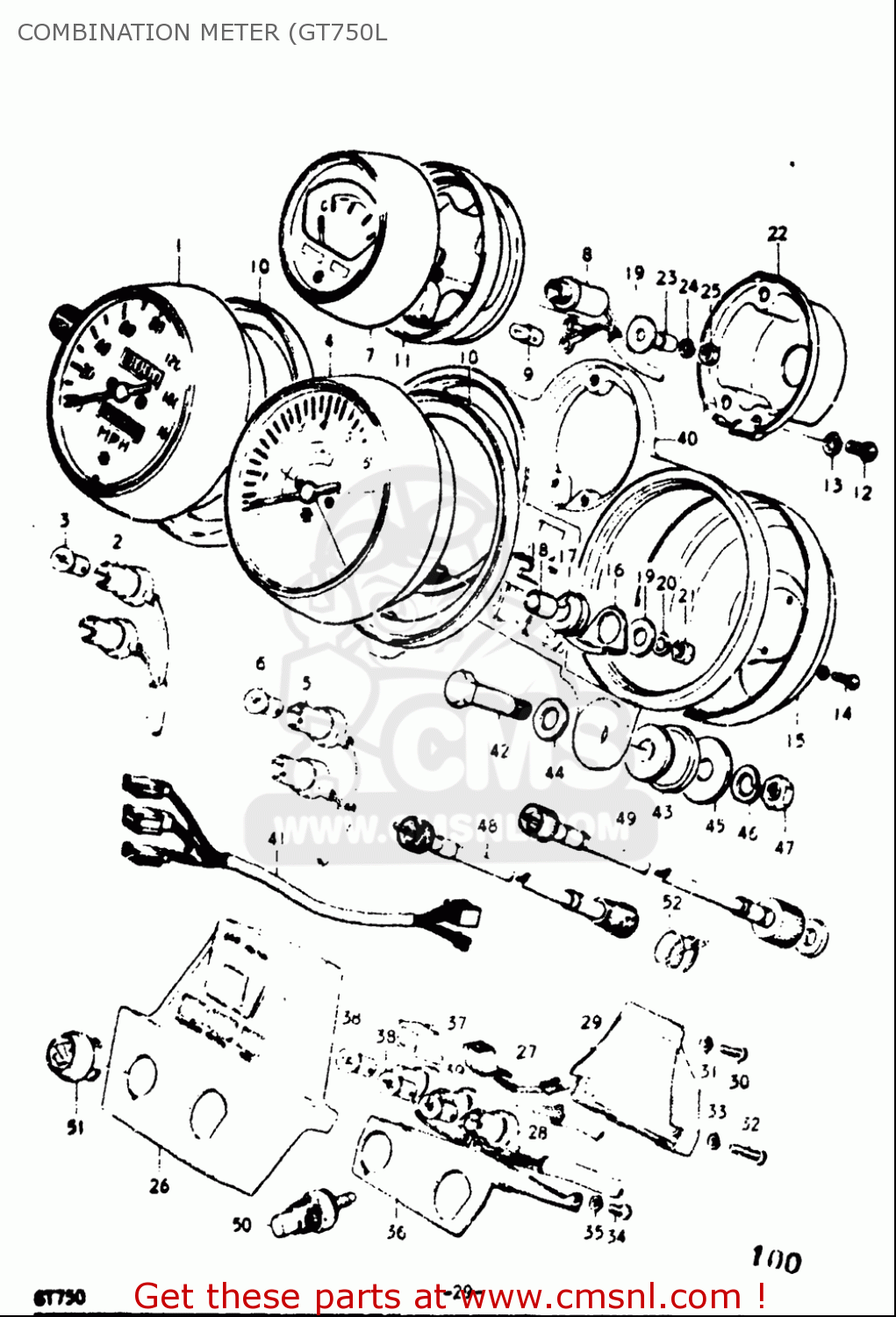 COMBINATION METER (GT750L GT750 1973 1974 1975 1976 1977 (K) (L) (M) (A) (B) USA (E03)