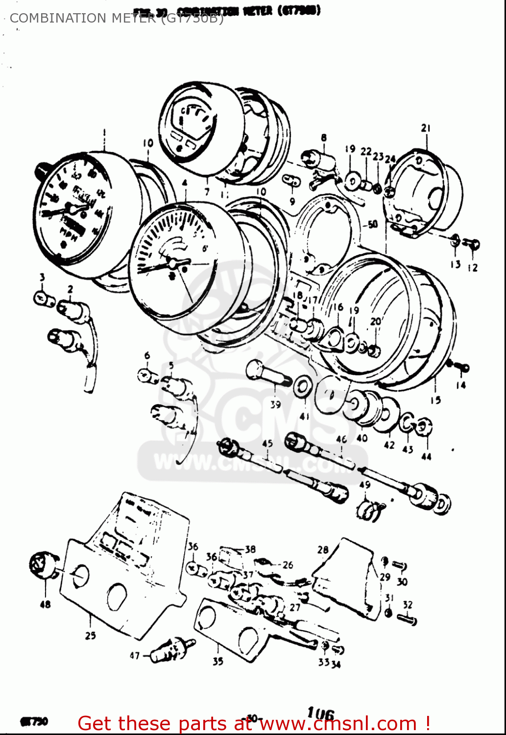 COMBINATION METER (GT750B) GT750 1973 1974 1975 1976 1977 (K) (L) (M) (A) (B) USA (E03)