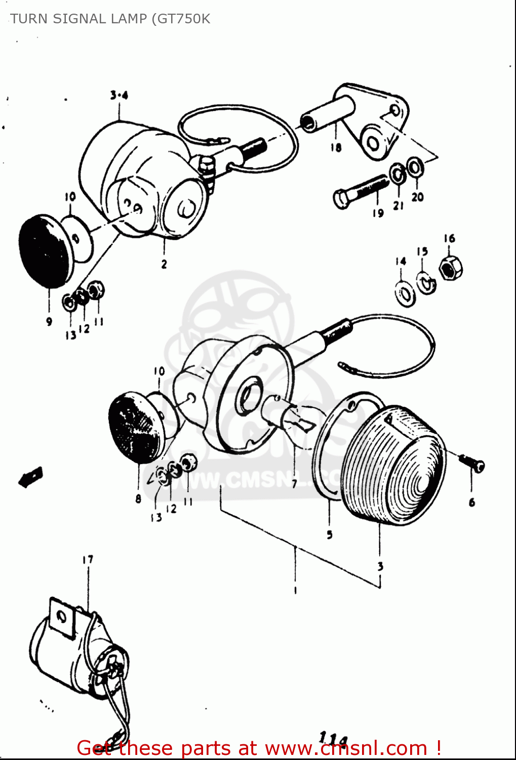 TURN SIGNAL LAMP (GT750K GT750 1973 1974 1975 1976 1977 (K) (L) (M) (A) (B) USA (E03)