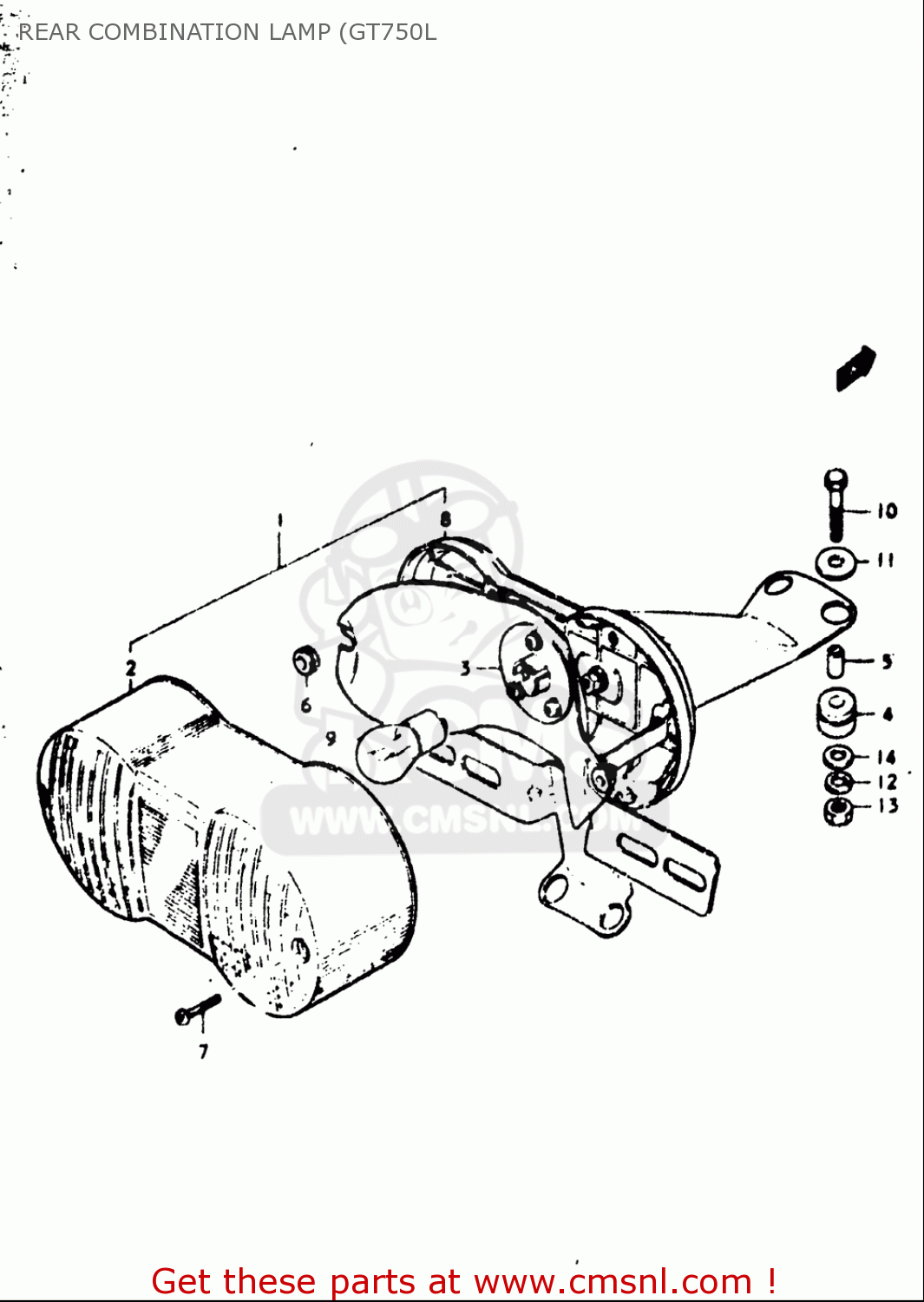 REAR COMBINATION LAMP (GT750L GT750 1973 1974 1975 1976 1977 (K) (L) (M) (A) (B) USA (E03)