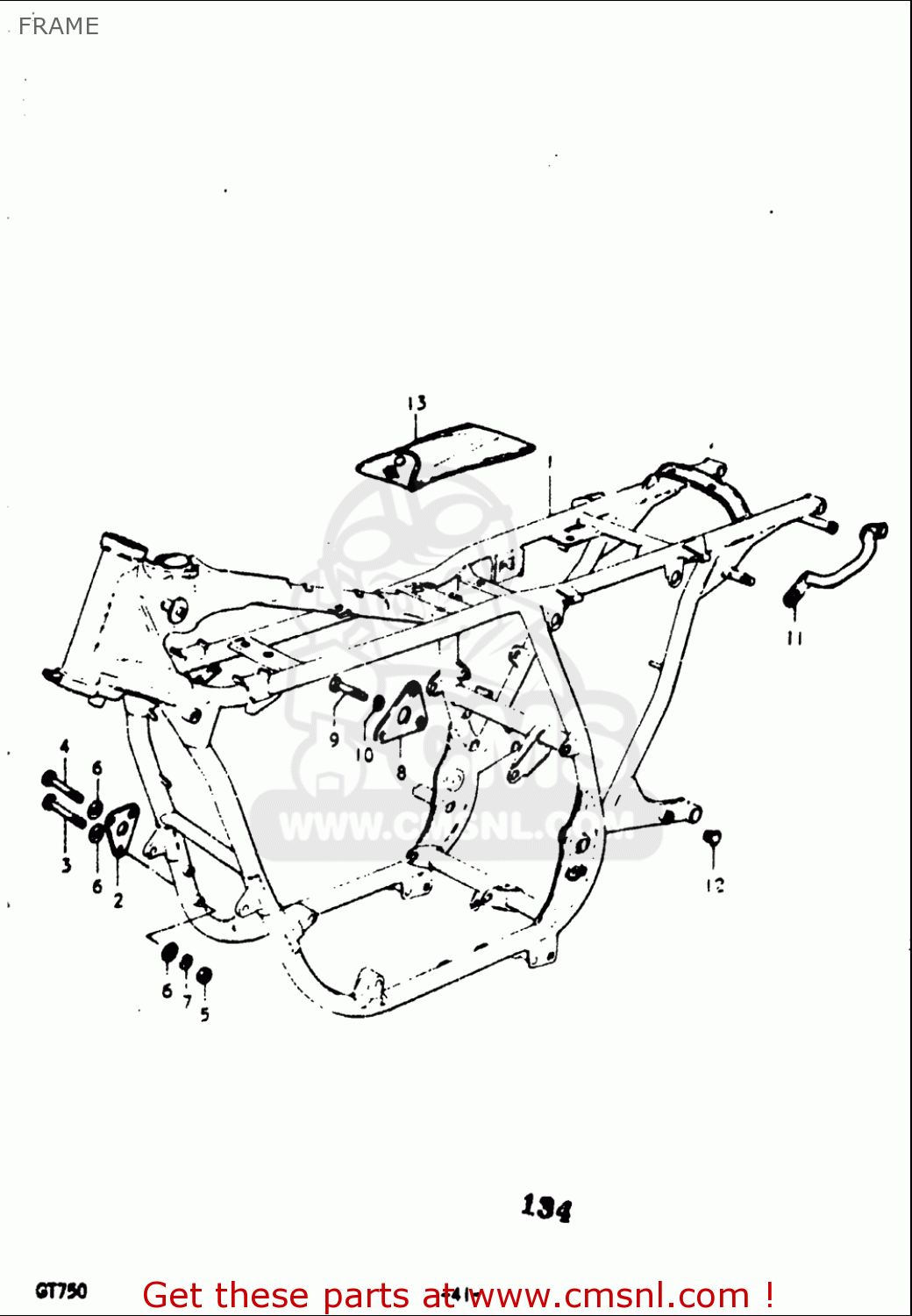 FRAME GT750 1973 1974 1975 1976 1977 (K) (L) (M) (A) (B) USA (E03)