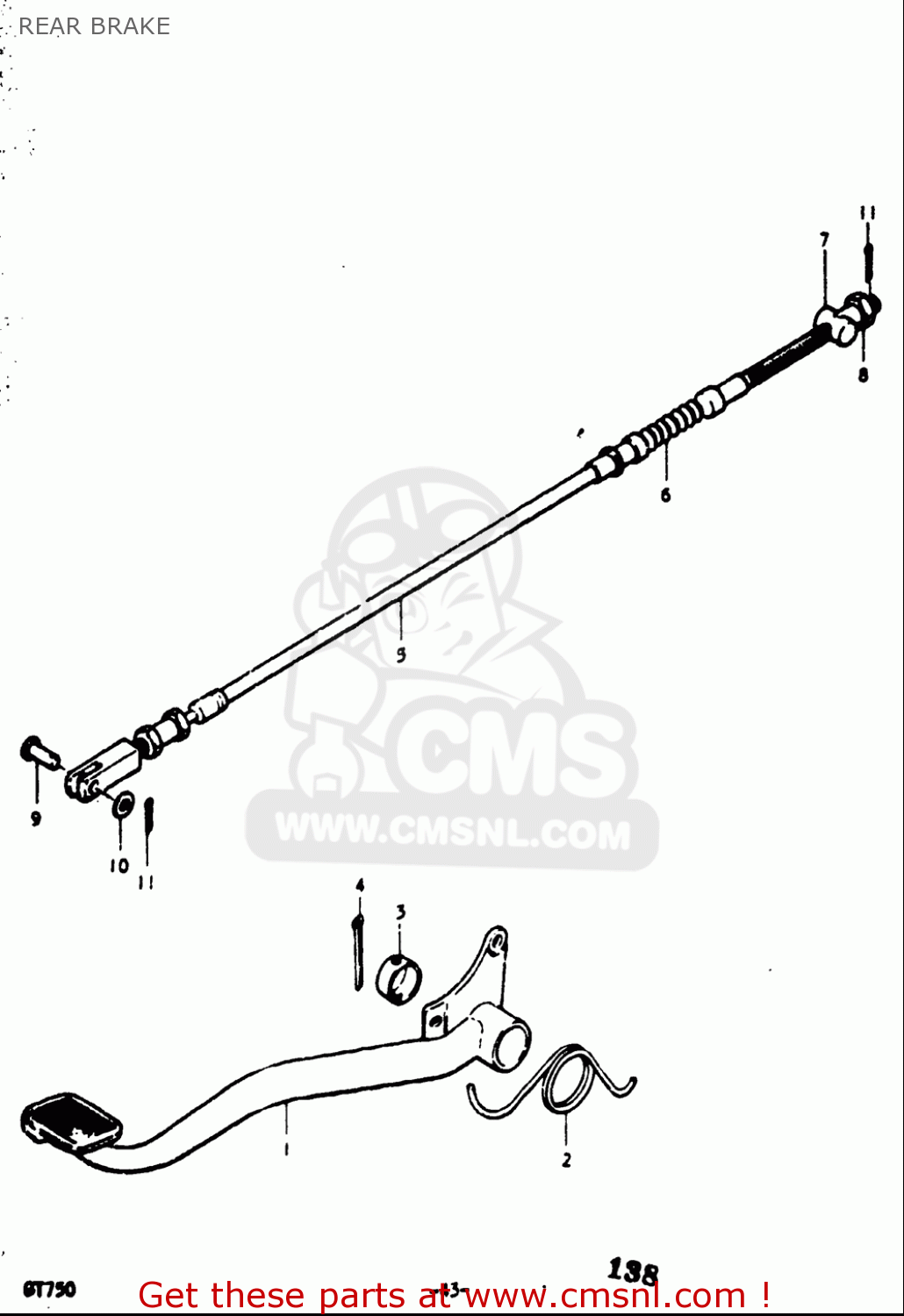 REAR BRAKE GT750 1973 1974 1975 1976 1977 (K) (L) (M) (A) (B) USA (E03)