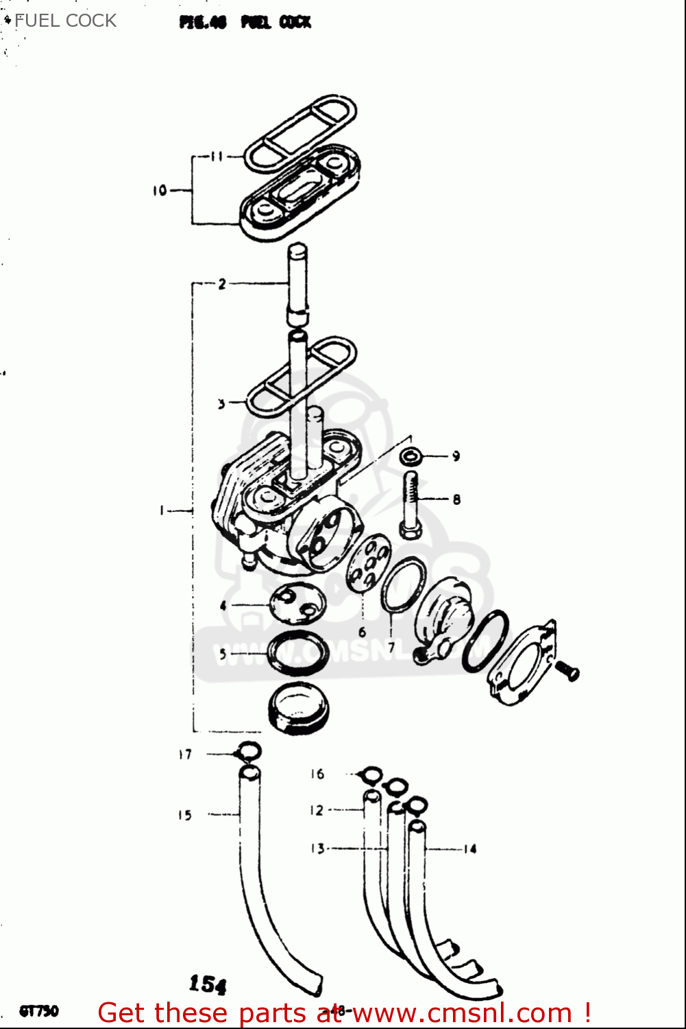 FUEL COCK GT750 1973 1974 1975 1976 1977 (K) (L) (M) (A) (B) USA (E03)