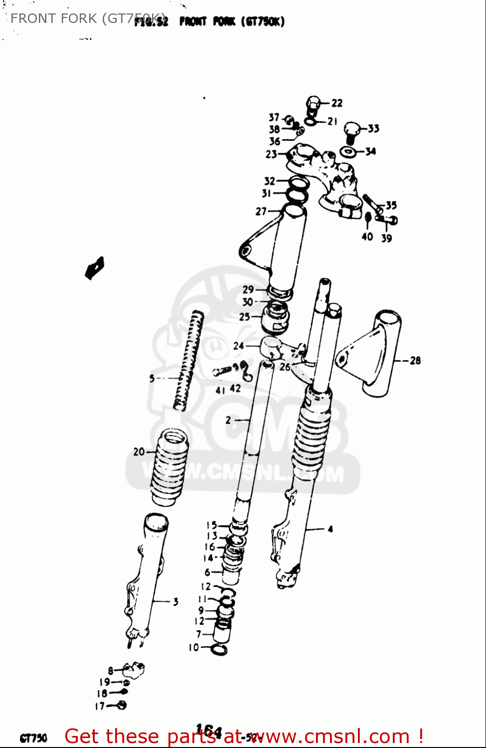 FRONT FORK (GT750K) GT750 1973 1974 1975 1976 1977 (K) (L) (M) (A) (B) USA (E03)