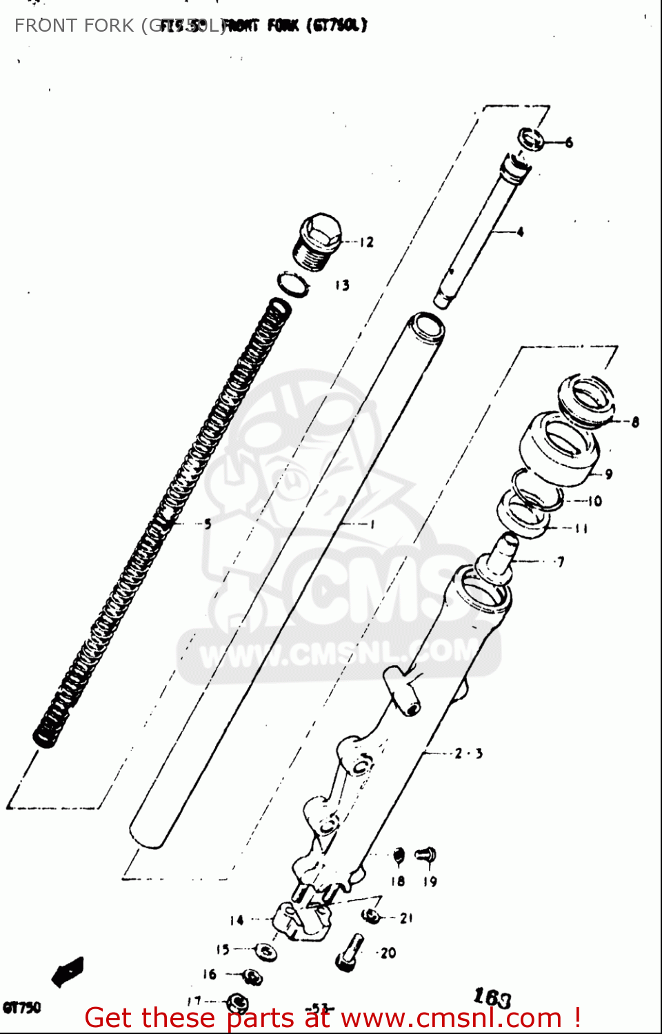 FRONT FORK (GT750L) GT750 1973 1974 1975 1976 1977 (K) (L) (M) (A) (B) USA (E03)