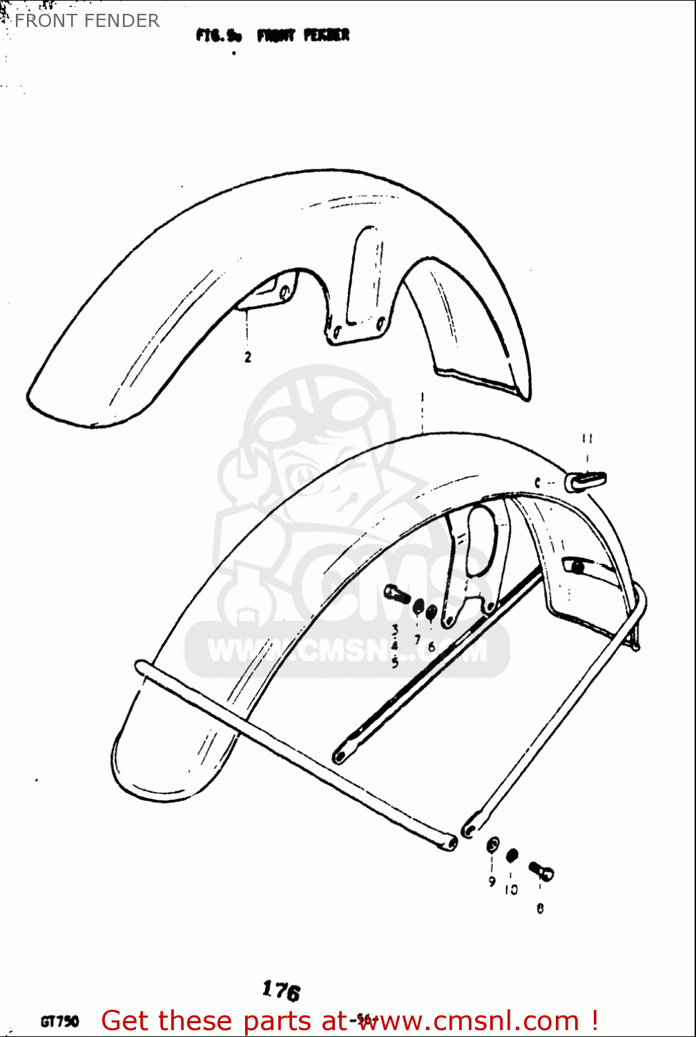 FRONT FENDER GT750 1973 1974 1975 1976 1977 (K) (L) (M) (A) (B) USA (E03)